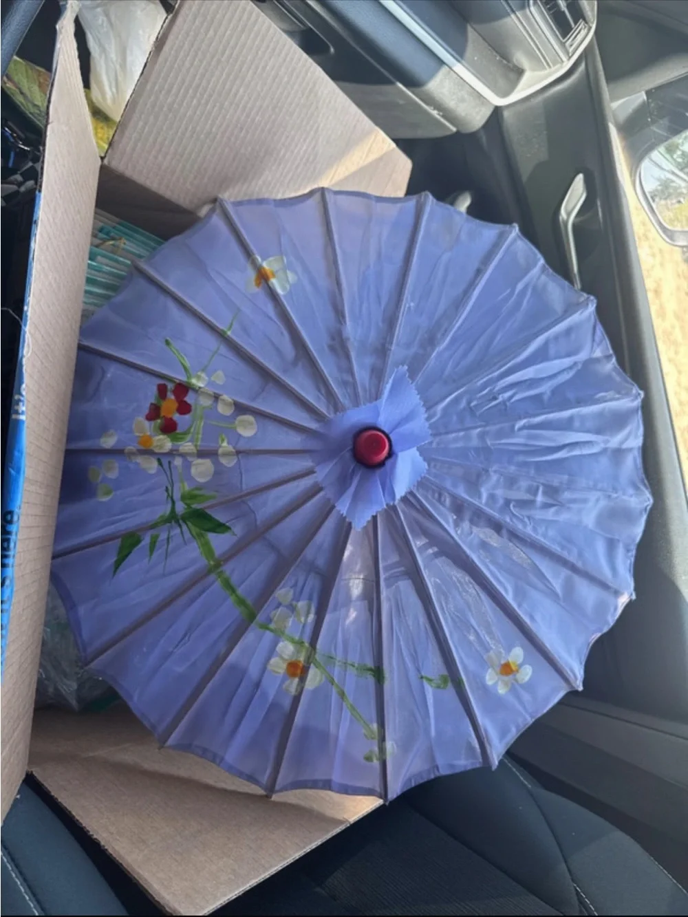 Vintage Purple Floral Paper Parasol - Decorative Home Party Accent